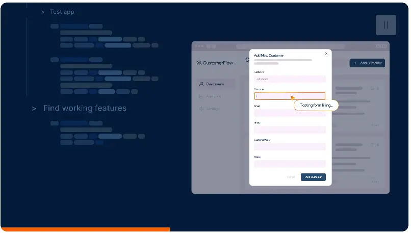 Replit Agent 3 testing and debugging capabilities demonstration showing automated code testing and fixing features