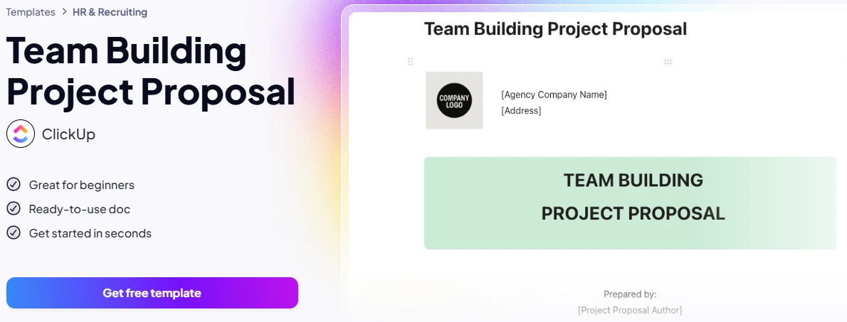 ClickUp HR Recruiting Template Dashboard