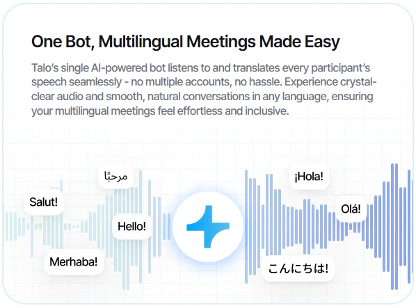 Talo AI one-bot multilingual meeting interface
