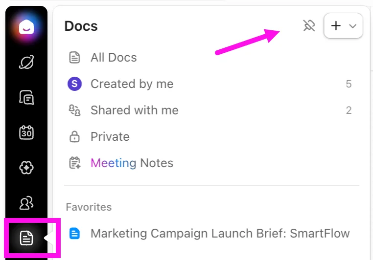 ClickUp 4.0 Hubs interface with AI integration