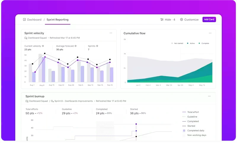 ClickUp dashboard interface showing task management views 2026