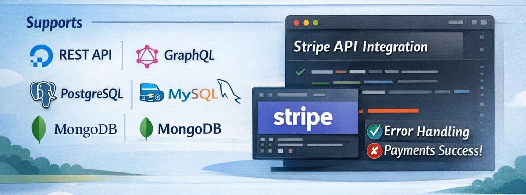 Appsmith integration options showing database and API connectors