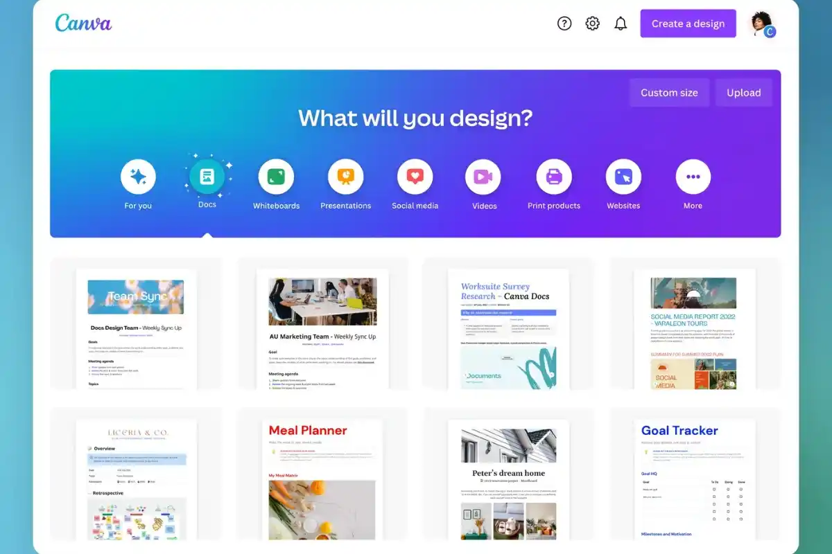 Canva Pro dashboard showing design interface with templates and tools