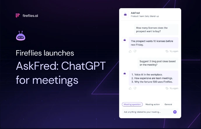 Fireflies AskFred AI assistant dashboard with CRM integrations